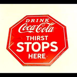 Sign Drink Coca Cola Embossed Metal 12 in.